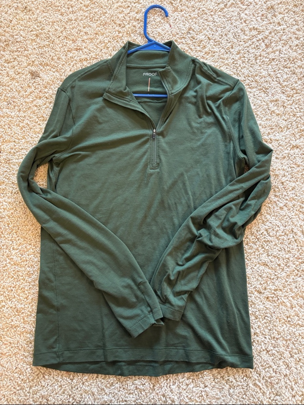 Proof Long Sleeve 1/4 Zip Pullover - Olive Green